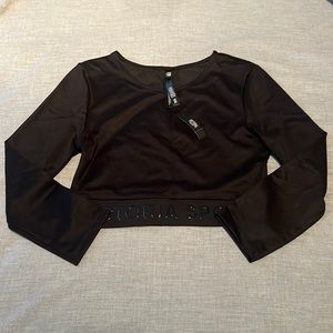 Victoria secret black cropped long sleeve top size Small